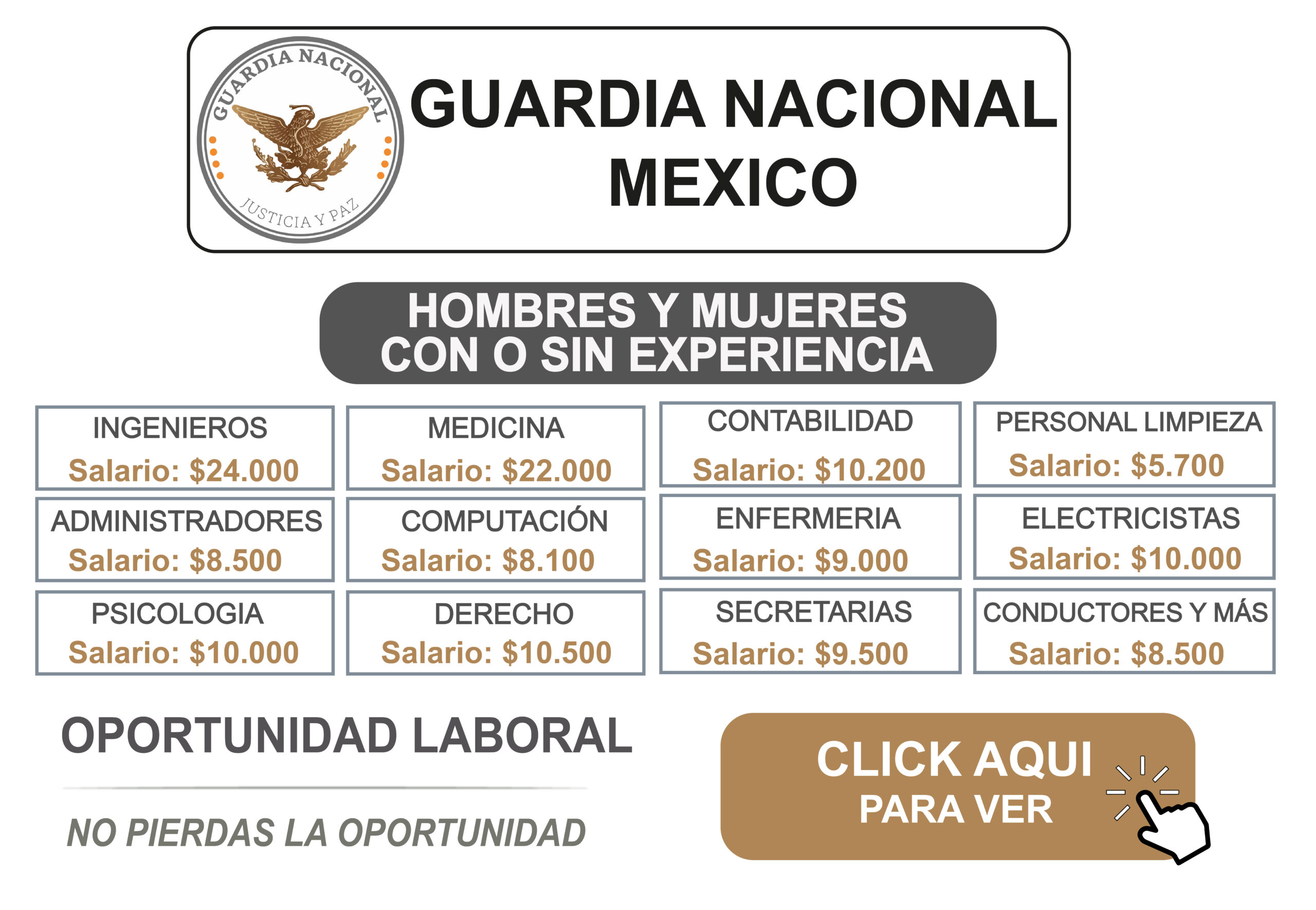 GUARDIA NACIONAL DE MEXICO BUSCA PERSONAL PARA TRABAJAR