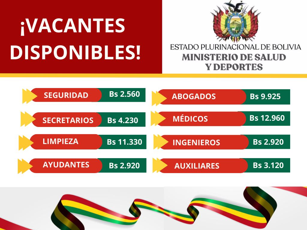 ¡Nueva convocatoria laboral en el Ministerio de Salud y Deportes de Bolivia!  postula ahora!!